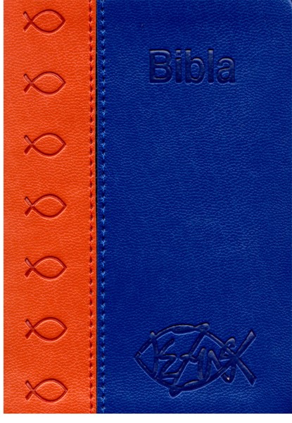 Bibbia in Albanese tascabile in pelle Arancione e Blu (Pelle)