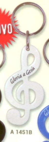 A1451B - Portachiavi Chiave di violino Gloria a Gesù Bianca
