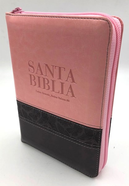 Biblia RVR60 Tamaño Manual Letra Grande Cierre Indice Rosa Marrón