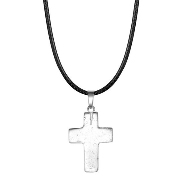 Collana Croce in pietra naturale trasparente