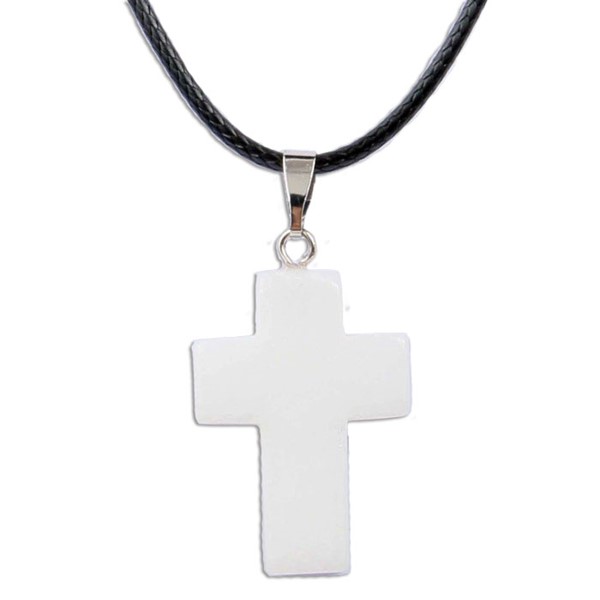 Collana Croce in pietra naturale bianca