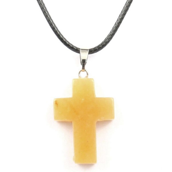 Collana Croce in pietra naturale color sabbia