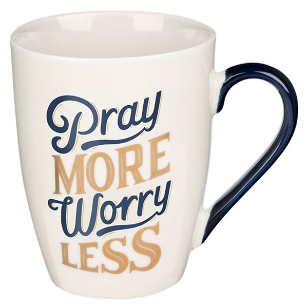 Tazza Pray More Worry Less Navy and Gold