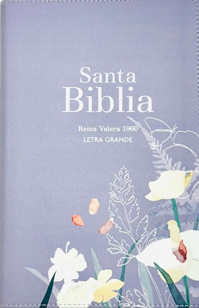 RVR60 Biblia Letra Grande Lavanda con Flores