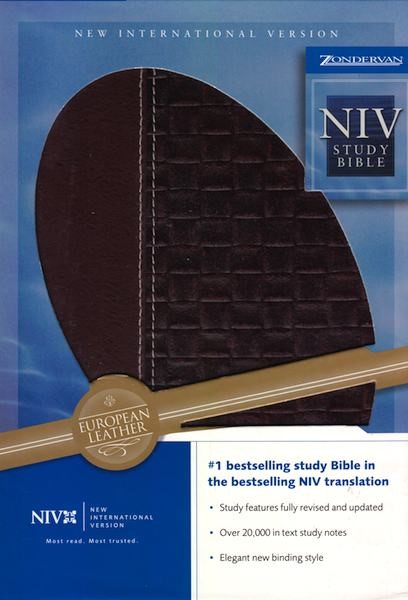 NIV Study Bible - Mulberry european leather
