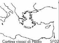 Cartina per illustrare i viaggi di Paolo - Sfondo su flanella