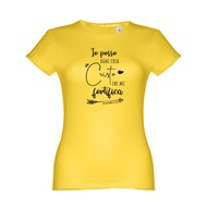 T-shirt gialla da donna "Io posso ogni cosa" - Taglia S