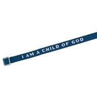 A649.1116 Bracciale regolabile in stoffa "I am a child of God" Blu