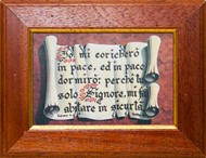 Quadretto con stampa "Pergamena srotolata" e con versetto biblico Salmo 4:8
