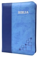 Bibbia in rumeno bicolore blu con cerniera - 16202 (Similpelle)