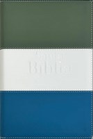 RVR60 Biblia Letra Grande Tricolor Gris-Crema-Azul con Cierre e Índice (Similpelle)