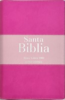 RVR60 Biblia Letra Grande Tricolor Rosa Oscuro-Rosa Claro con Cierre e Índice (Similpelle)