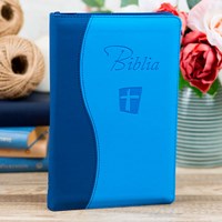 NTR Bibbia in rumeno in similpelle bicolore blu/azzurro - 18282 (Similpelle)