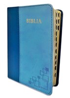 Bibbia mini in rumeno bicolore blu - 16204 (Similpelle)