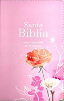 RVR60 Biblia Letra Grande Rosa con Flores (Similpelle)