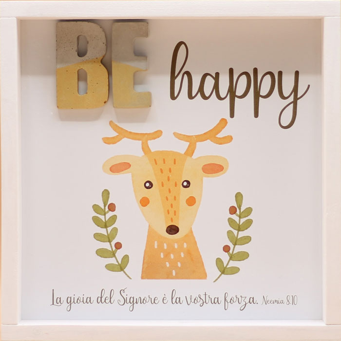 Quadro in legno Be happy Neemia 8:10 (#422)