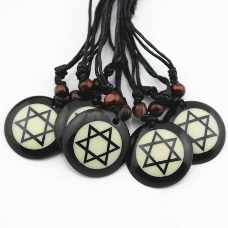 Collana Stella di Davide con doppia corda nera regolabile