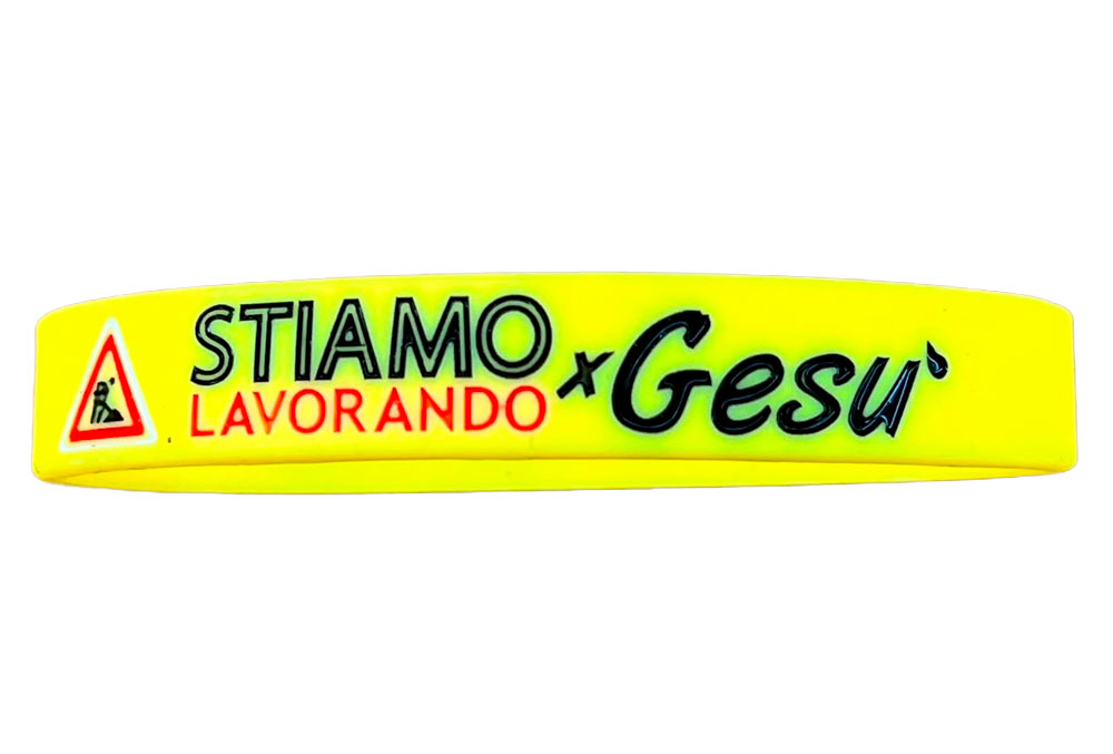 Braccialetto Stiamo lavorando per Gesù giallo