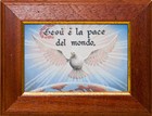 Quadretto con stampa "Colomba sul Mondo" e con versetto biblico